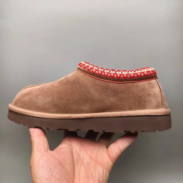 UGG Tasman Brown Red Suede Upper Woven Knit Cuff Casual Shoes 7