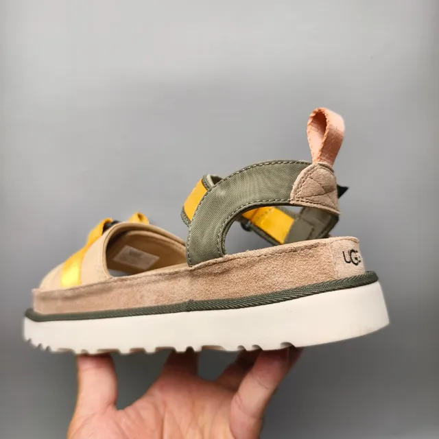 UGG Tasman Flatform beige vert militaire semelle plateforme sangles ajustables en tissu sandales casual 4