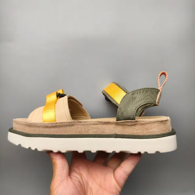 UGG Tasman Flatform beige vert militaire semelle plateforme sangles ajustables en tissu sandales casual 7