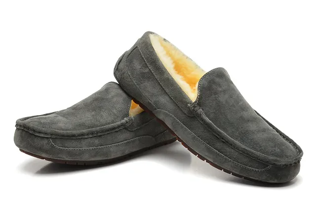 UGG Tasman Gray Suede Shearling-Lined Loafer 5