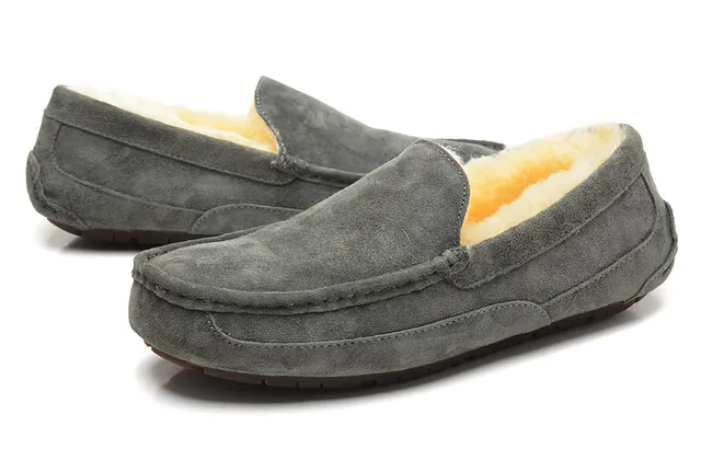 UGG Tasman Gray Suede Shearling-Lined Loafer 6