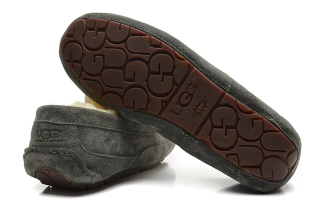 UGG Tasman Gray Suede Shearling-Lined Loafer 7