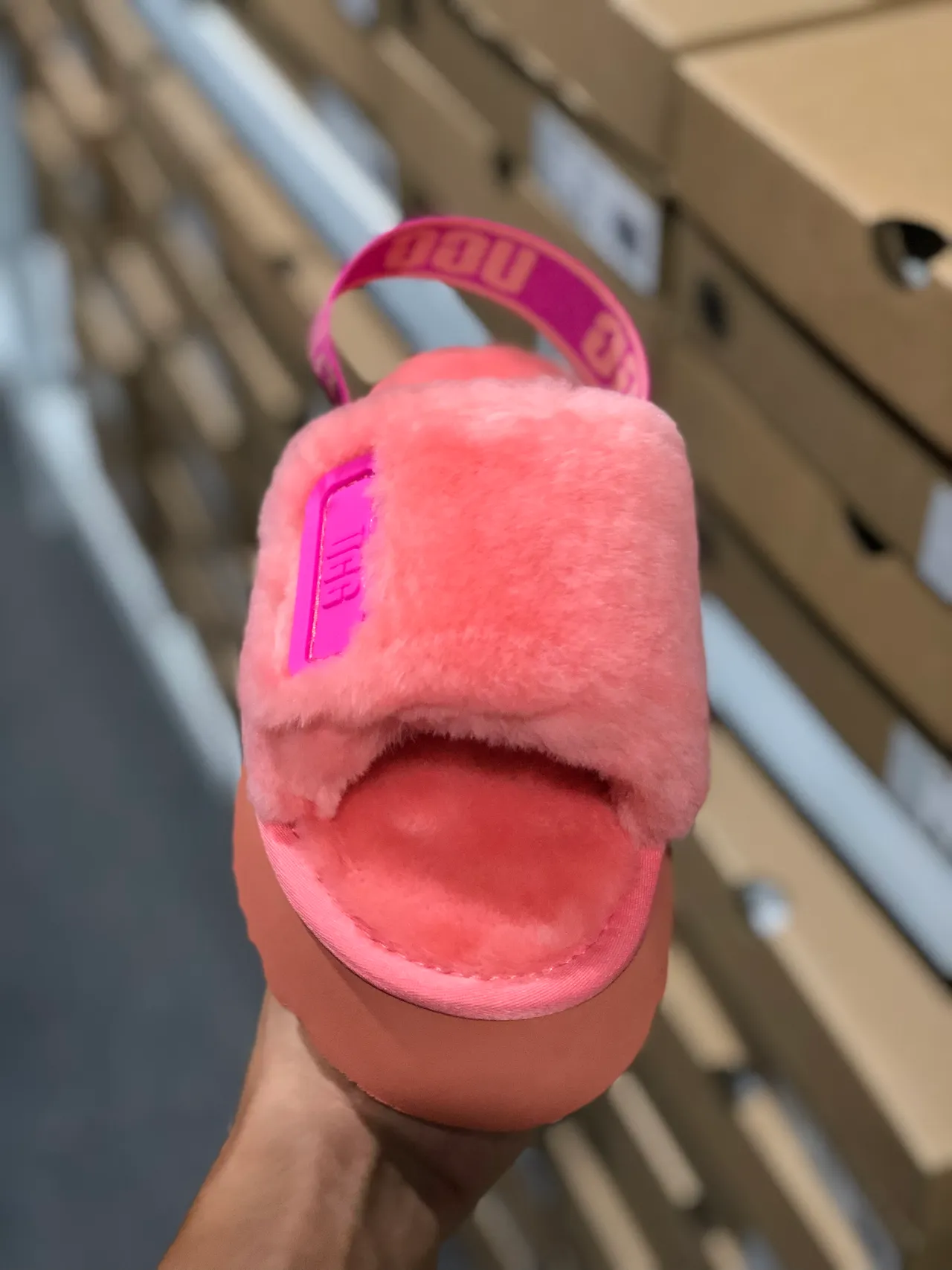 UGG Tasman Pink Plush Platform Slippers 5