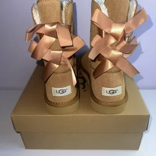 UGG Tasman Rose Gold Bow Snow Boots