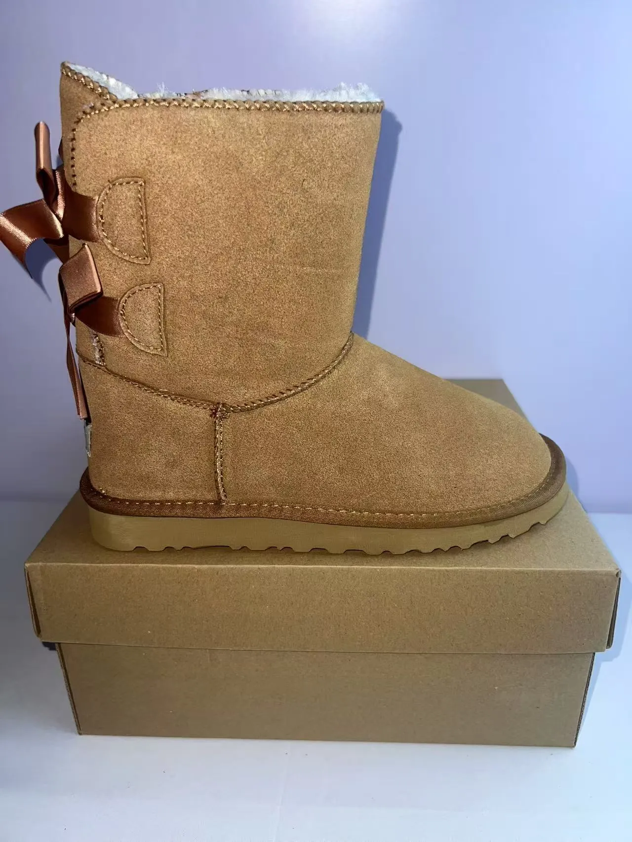 UGG Tasman Rose Gold Bow Snow Boots 4