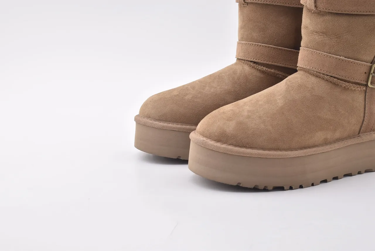 UGG Tasman Tan Suede Shearling-Lined Platform Snow Boots 3