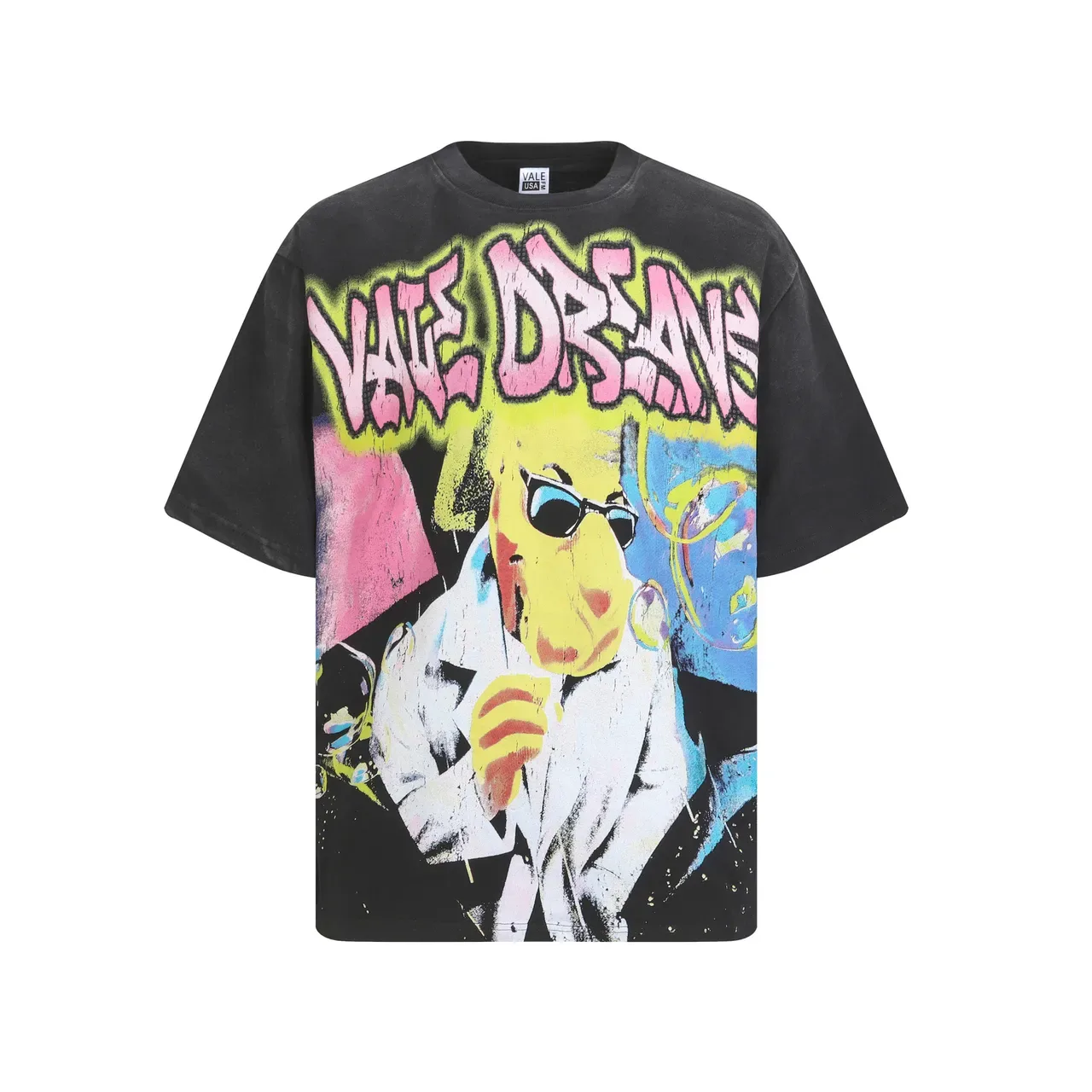 Vale Forever Oversized Graffiti-Print Black T-Shirt 3
