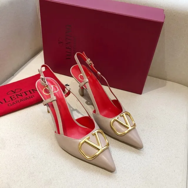 Valentino Beige Red Pointed-Toe Slingback Pump 2