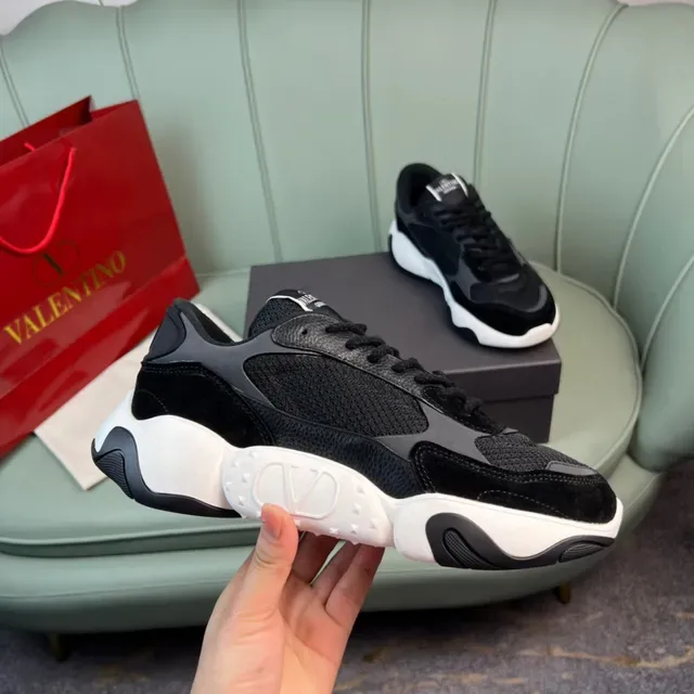 Valentino Black White Sole Mixed-Material Upper Chunky Sneakers 4