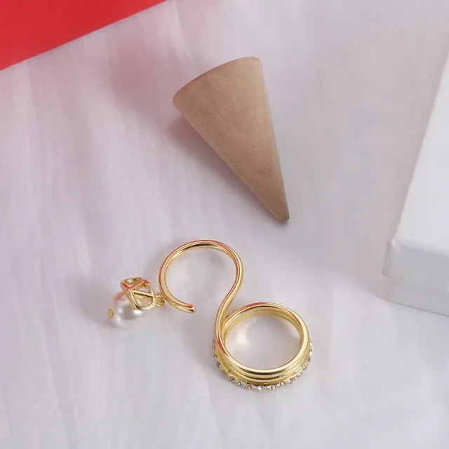 Valentino Gold White Pearl Accent Ring 5
