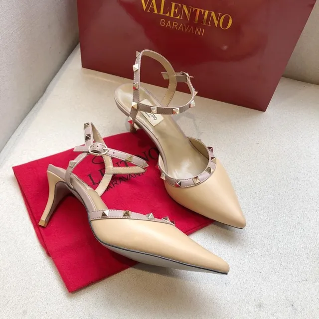 Valentino Rockstud Beige Silver Pointed-Toe Heel Stiletto 4