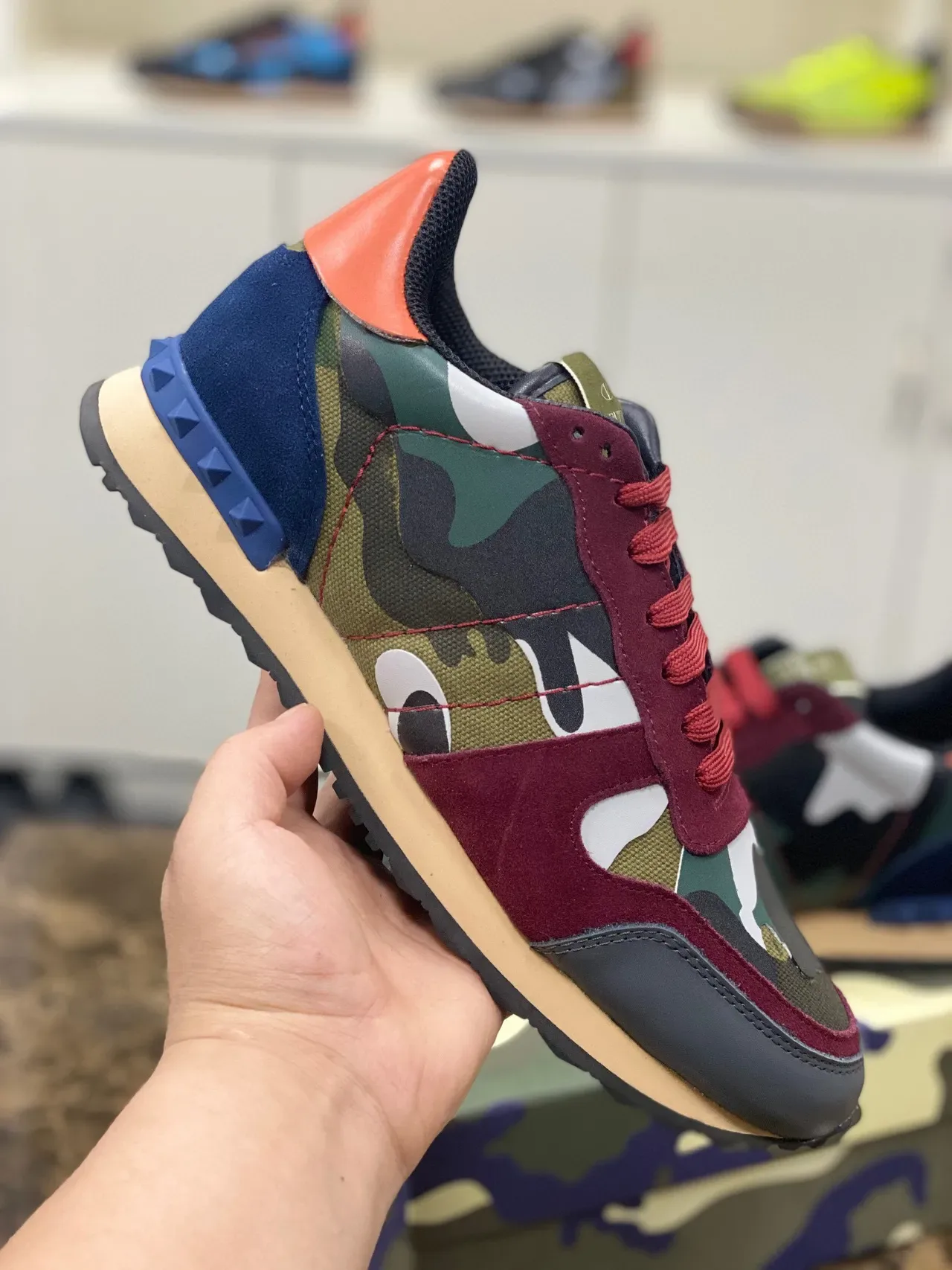 Valentino Rockstud Runner Camouflage Multicolor Lifestyle Sneakers 4