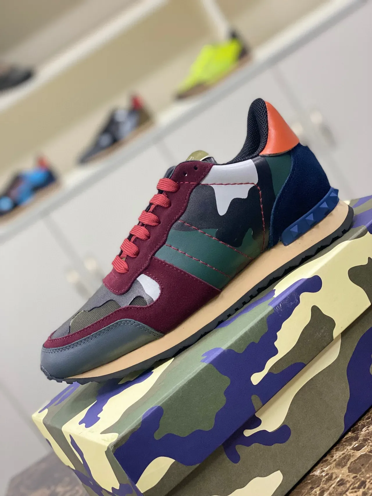 Valentino Rockstud Runner Camouflage Multicolor Lifestyle Sneakers 6