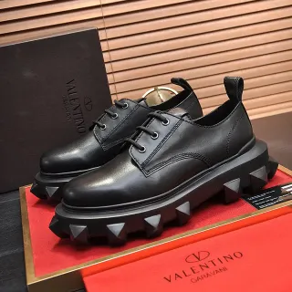 Valentino Rockstud Spike Black Platform Sole Spiked Lug Outsole Oxford Shoes