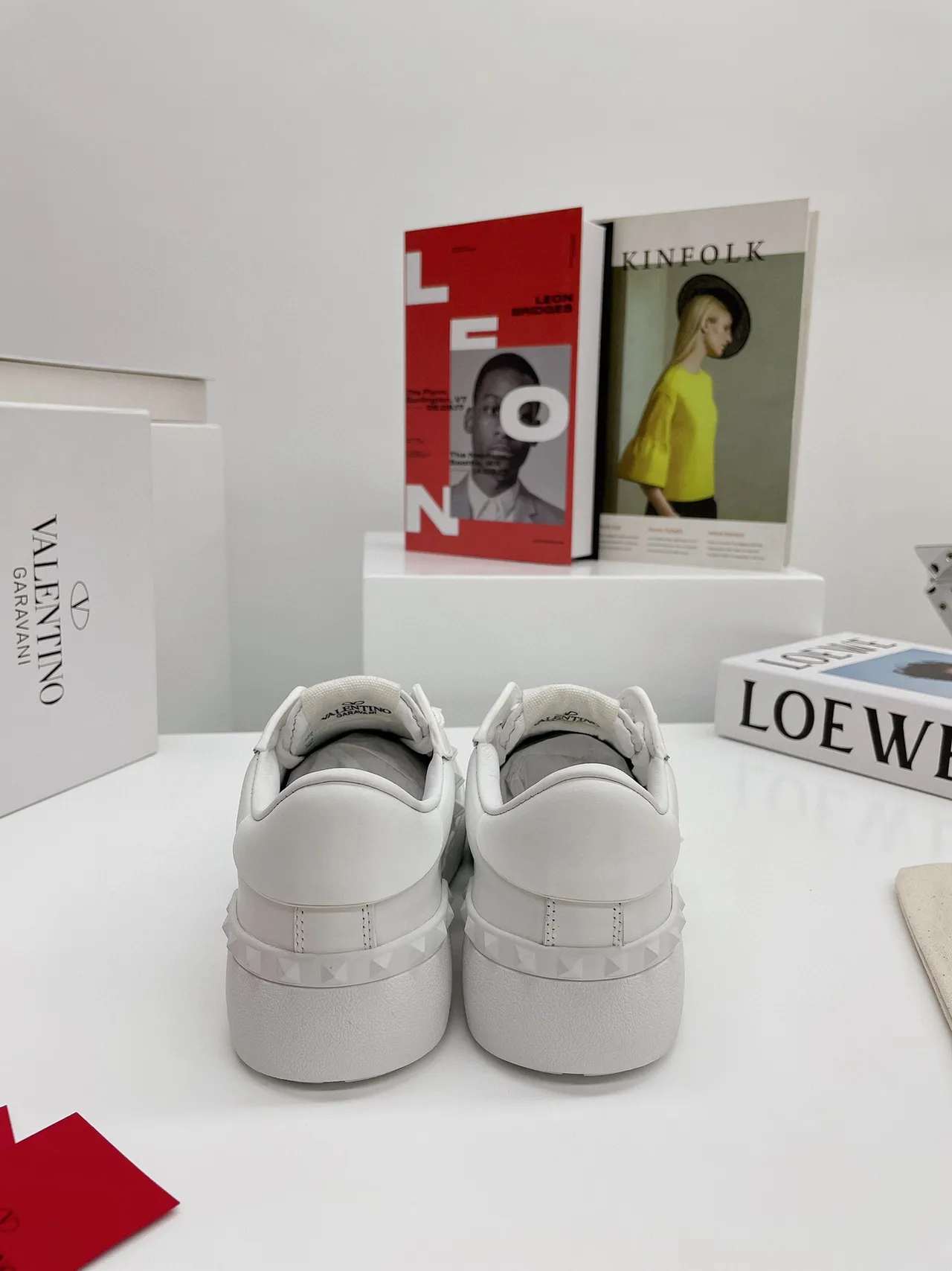 Valentino Rockstud Untitled White Leather Pyramid Stud Lifestyle Sneakers 3