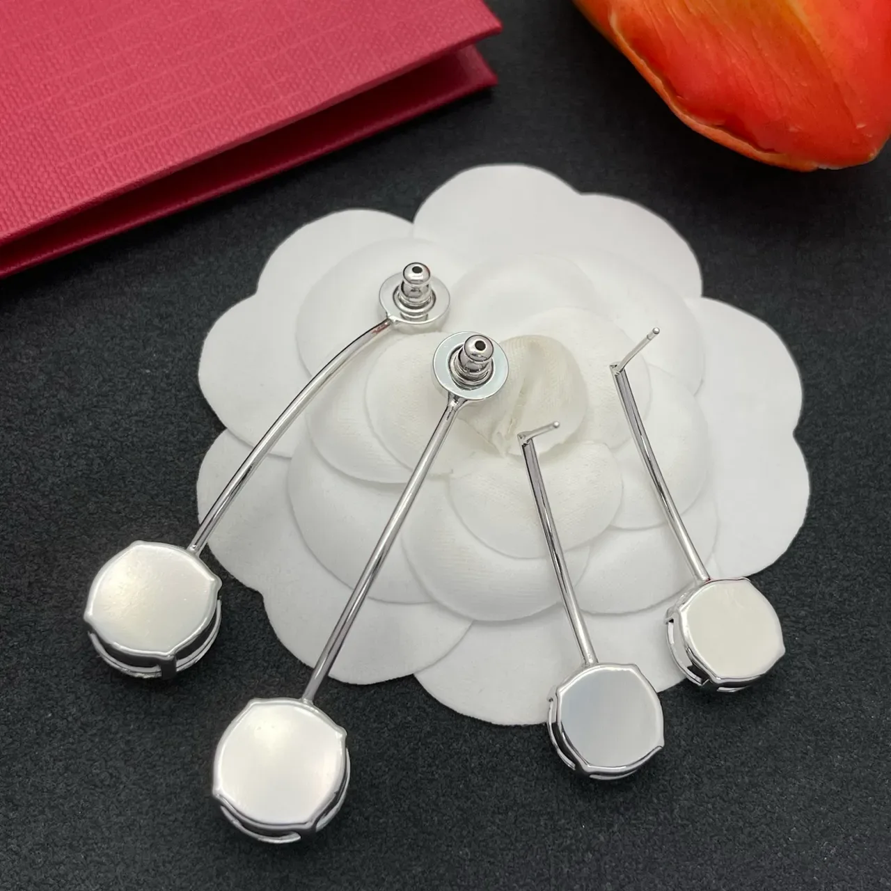 Valentino Boucles d'oreilles Cristal Transparente Triple Drop Argent Facetté 3