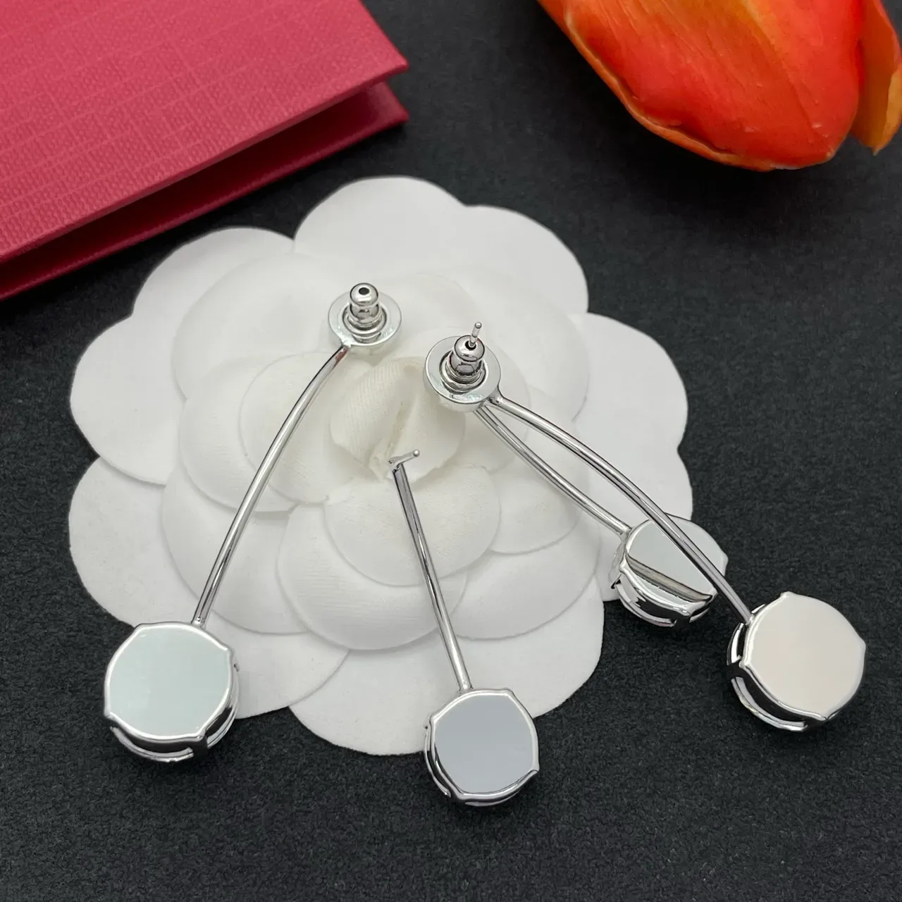 Valentino Boucles d'oreilles Cristal Transparente Triple Drop Argent Facetté 4