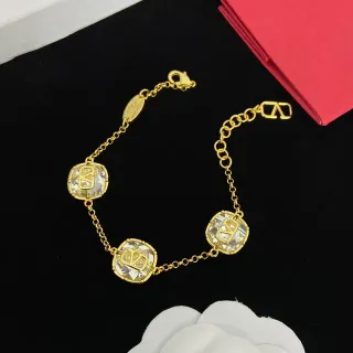 Valentino VLogo Crystal Charm Gold-Tone Bracelet