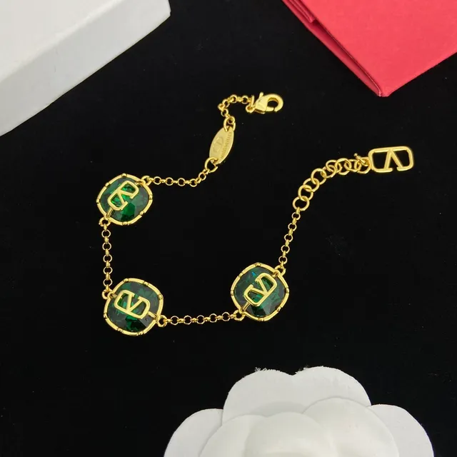 Valentino VLogo Charm de Cristal Pulseira Tonal Dourado 2