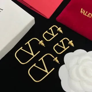Valentino VLogo Gold Open-Frame Geometric Earrings