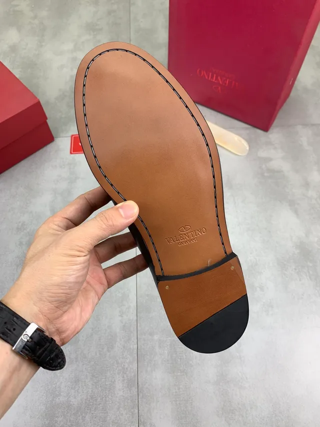 Valentino VLogo Loafer Black Leather Gold Hardware Loafers 2