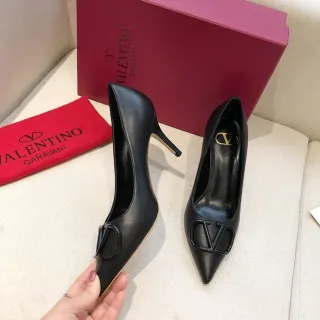 Valentino VLTN Black Leather Pointed-Toe Stiletto Pumps