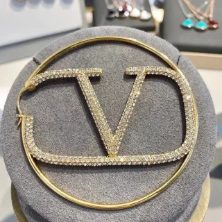 Valentino VLTN Pavé Crystal Gold Hoop Earrings