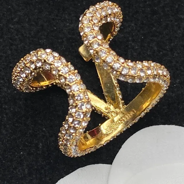 Valentino VLTN Bague Cristal Pavé Doré 2