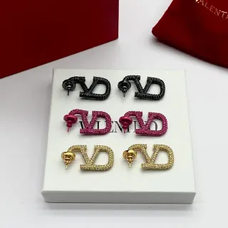 Valentino VLTN Pavé Crystal Logo Stud Earrings