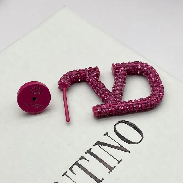 Valentino VLTN Pavé Crystal Logo Stud Earrings 2