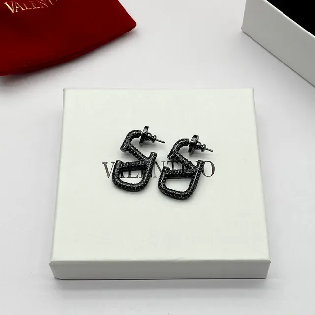 Valentino VLTN Pavé Crystal Logo Stud Earrings 3