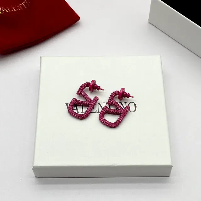 Valentino VLTN Pavé Crystal Logo Stud Earrings 4