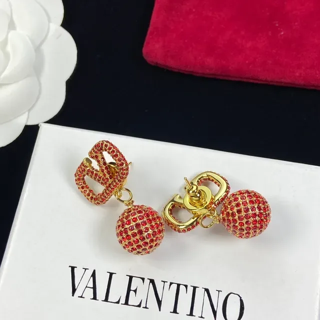 Valentino VLTN Pavé Cristal Vermelho VLOGO Brincos pendentes 2