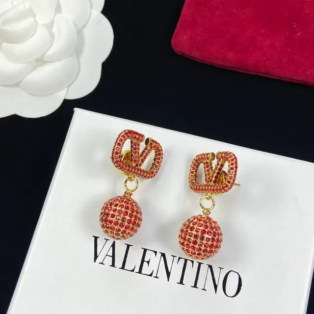 Valentino VLTN Pavé Cristal Vermelho VLOGO Brincos pendentes 3