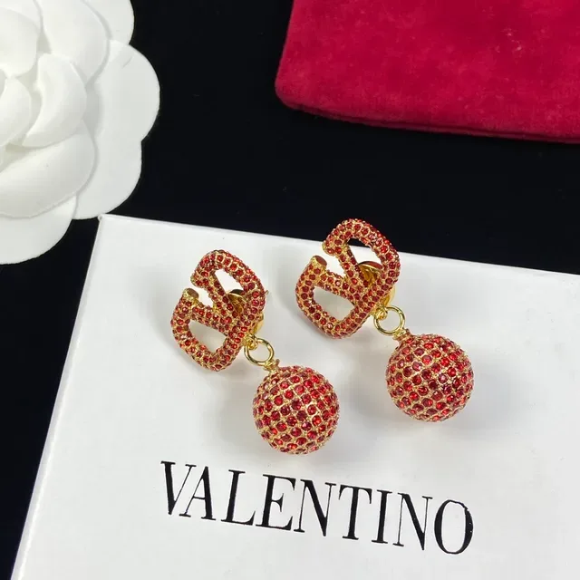 Valentino VLTN Pavé Cristal Vermelho VLOGO Brincos pendentes 4