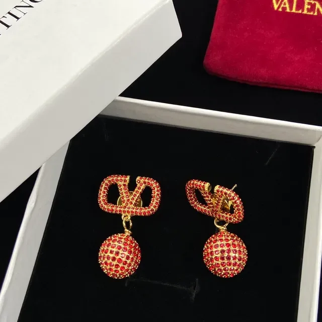 Valentino VLTN Pavé Cristal Vermelho VLOGO Brincos pendentes 5