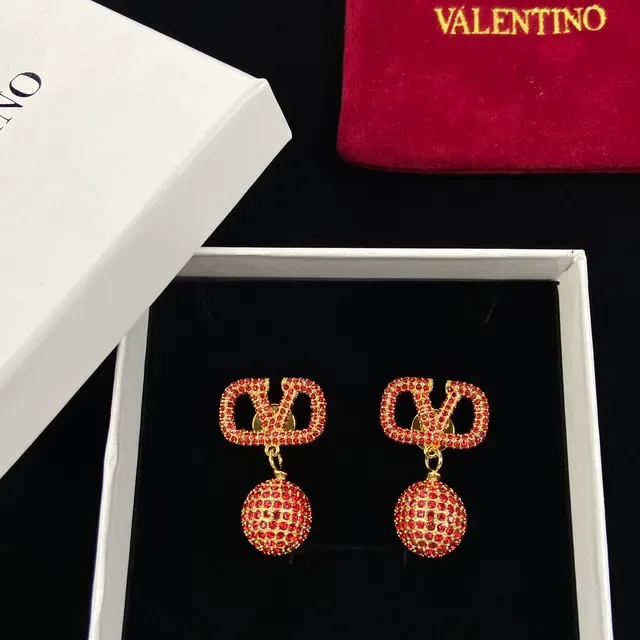 Valentino VLTN Pavé Cristal Vermelho VLOGO Brincos pendentes 6