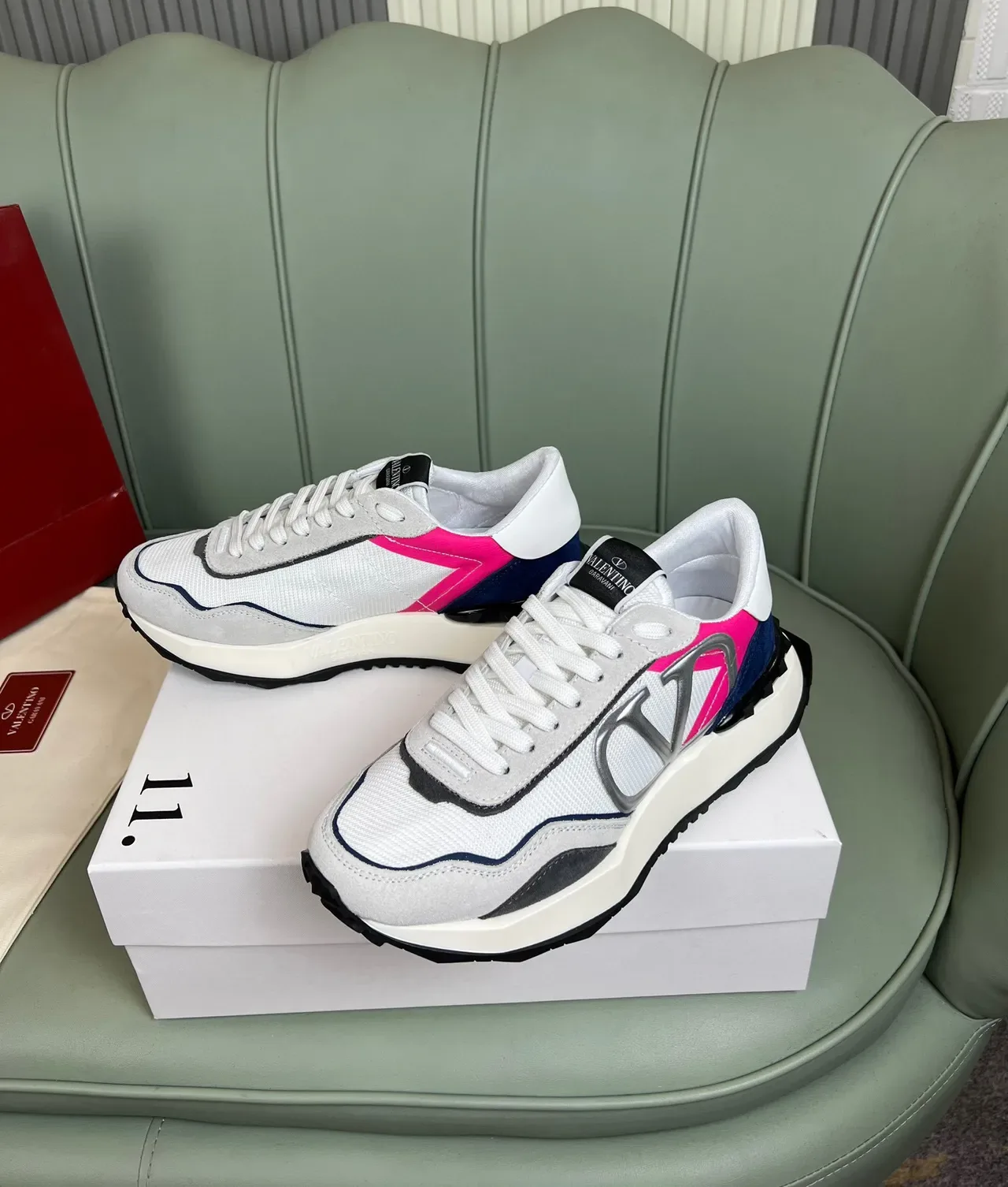 Valentino VLTN Runner Blancas Rosas Marinas Zapatillas Lifestyle 9