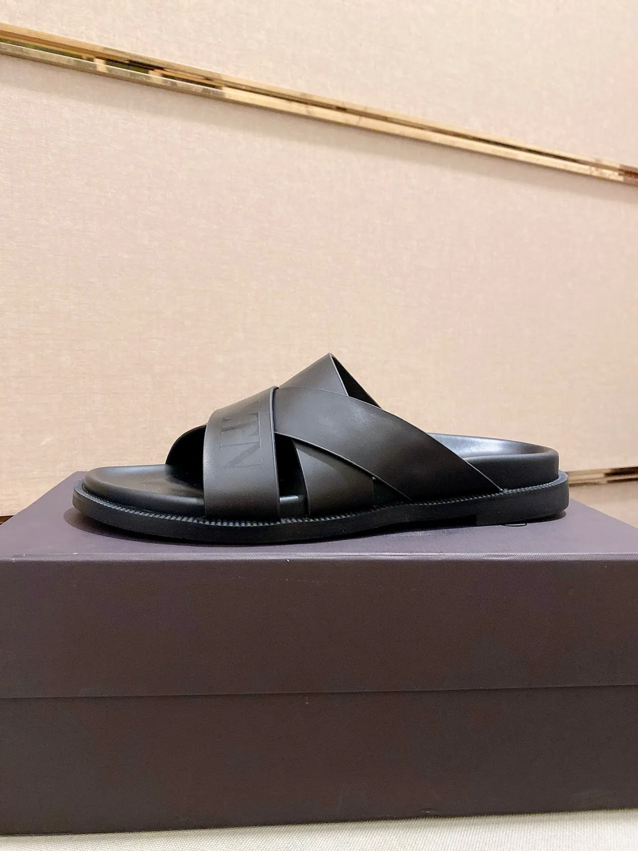 Valentino VLTN Slide Black Navy Brown 拖鞋 8