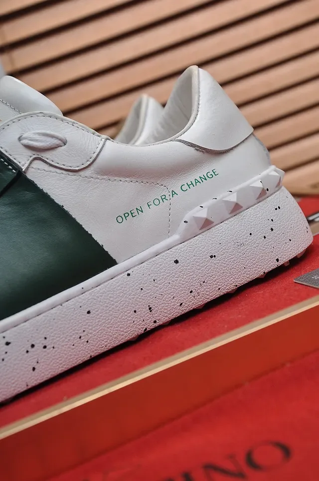 Valentino White Green Leather Stripe Lifestyle Sneakers 2