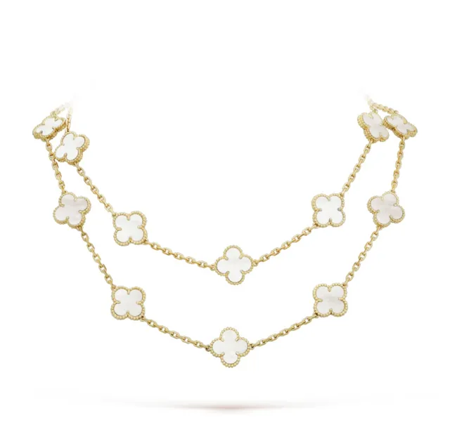 Van Cleef & Arpels Alhambra 20 Motif Collier en Perle Mère Blanche et Or 8