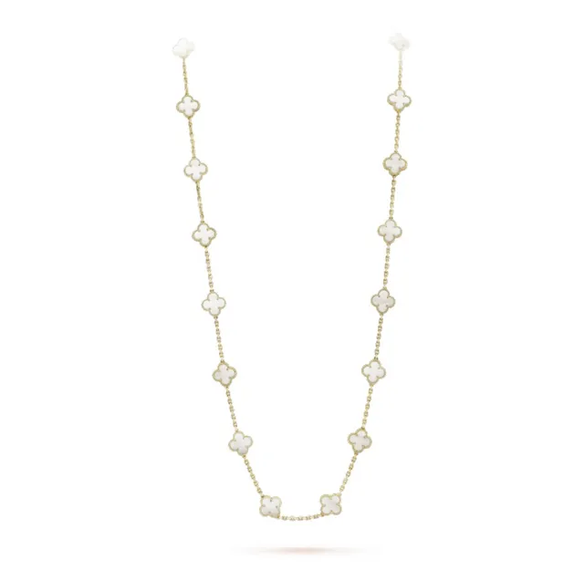 Van Cleef & Arpels Alhambra 20 Motif Collier en Perle Mère Blanche et Or 9