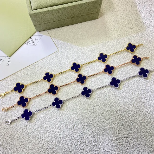 Van Cleef & Arpels Alhambra নীল এনামেল চার পাতার ক্লোভার মাল্টি-চেইন নেকলেস 2