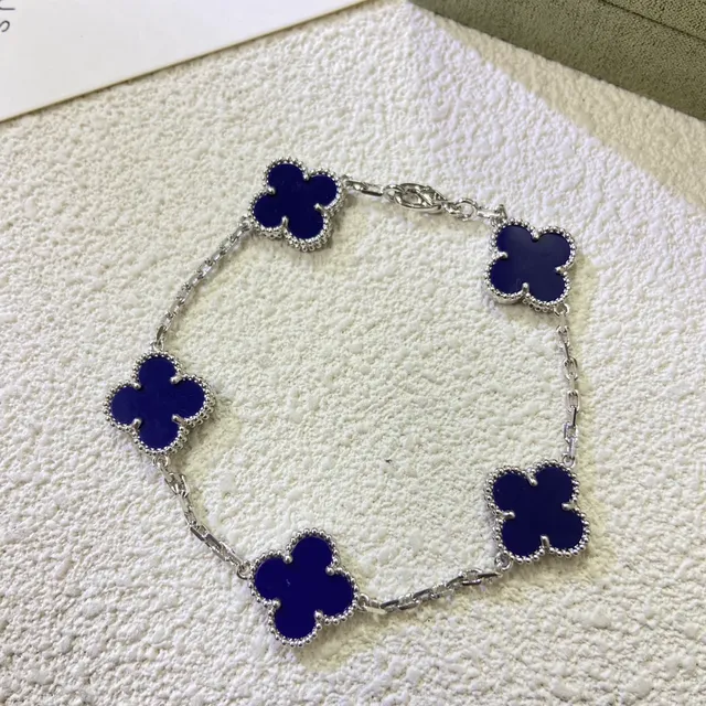 Van Cleef & Arpels Alhambra নীল এনামেল চার পাতার ক্লোভার মাল্টি-চেইন নেকলেস 4