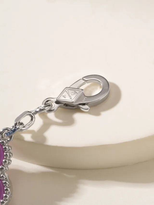 Van Cleef & Arpels Alhambra Cinco Motivos Pulseira de Ouro Branco e Roxo 2