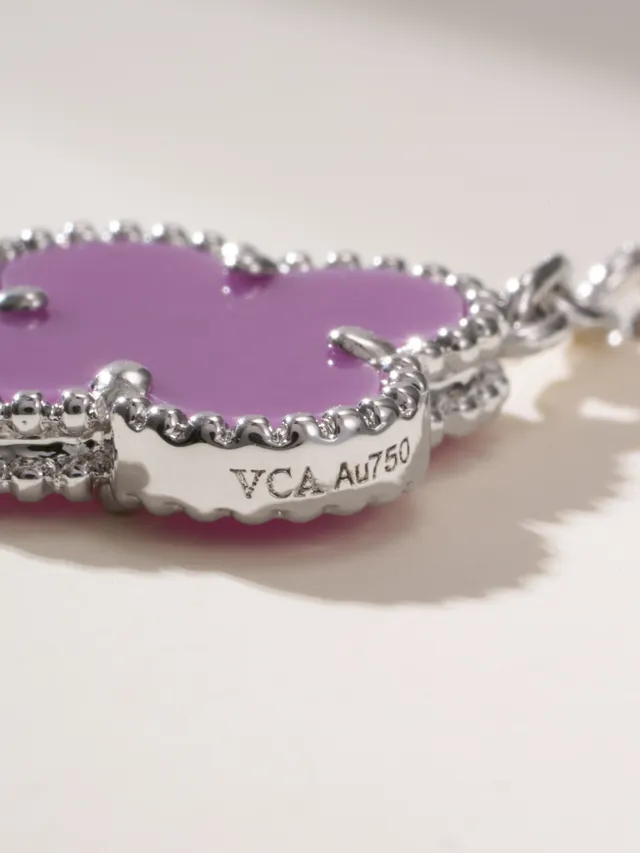 Van Cleef & Arpels Alhambra Cinco Motivos Pulseira de Ouro Branco e Roxo 5