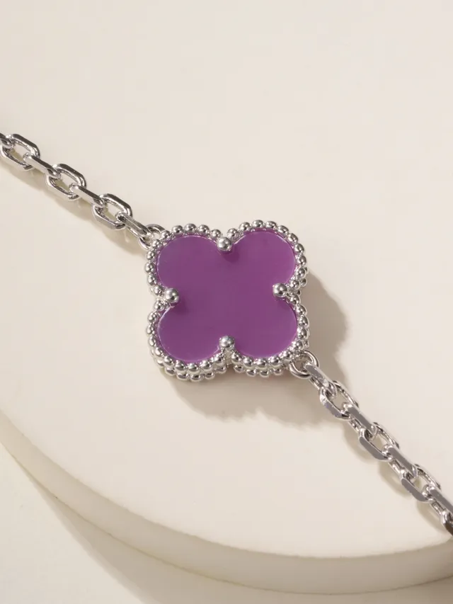 Van Cleef & Arpels Alhambra Cinco Motivos Pulseira de Ouro Branco e Roxo 8