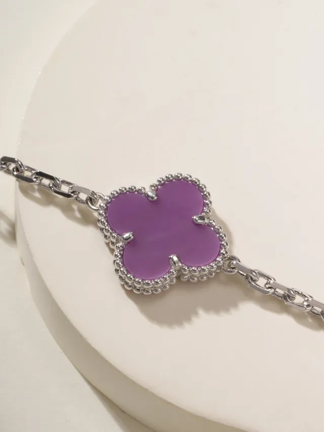 Van Cleef & Arpels Alhambra Cinco Motivos Pulseira de Ouro Branco e Roxo 9