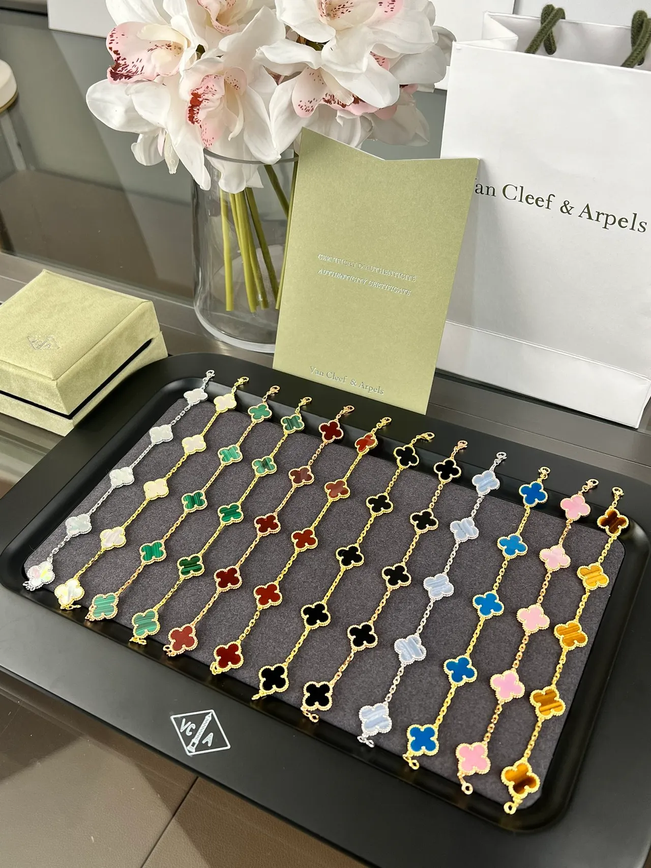 Van Cleef & Arpels Alhambra Gold Enamel Clover Bracelets 3