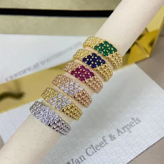 Van Cleef & Arpels خاتمات متداخلة خرز حبيبات ماسات جواهر